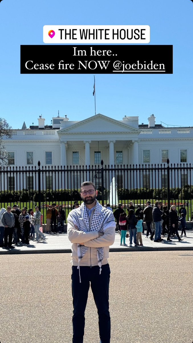 I’m here at the White House. 
Would it make a difference? I don’t know but I’m trying my best even if my work was always behind the cameras. 
It’s not about me anymore, it’s about stopping this genocide by whatever it costs. 
Don’t forget you all to keep calling for a ceasefire
