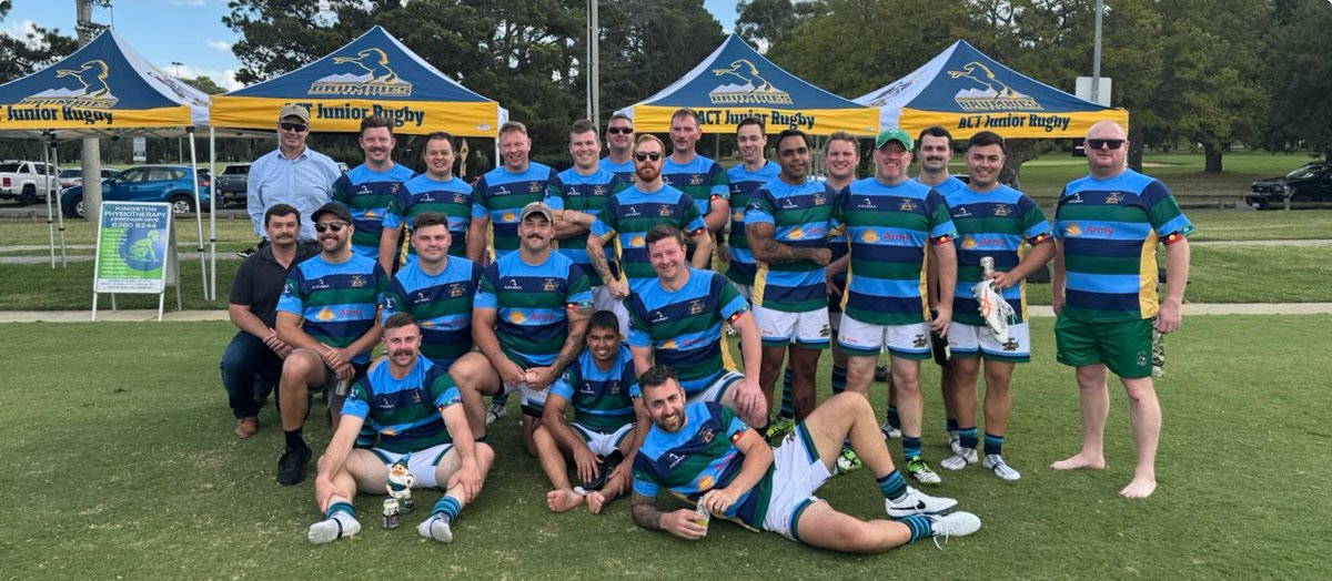RASIGSRugby's tweet photo. RASIGS RUFC Vets “Mercury Marauders” were in action this weekend at the ACT Vets Fools Day event.. 7 games, with players traveling from all over QLD/NSW/ACT/SA. Great effort team @AustralianArmy @army_fund @COMD6BDE @Akuma_Sports https://t.co/kClL72tb4J