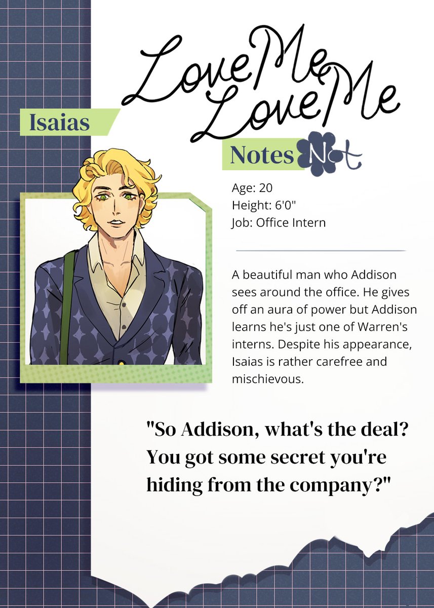 ladymeowsithdev's tweet image. Unfortunately not datable but still a crucial member of the cast, Isaias!
#lovemelovemenot #NaNoRenO2024