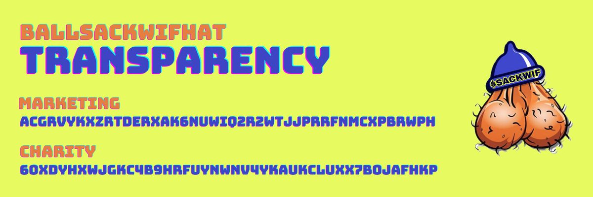 ballsackwifhat's tweet photo. 5% supply allocated to marketing and 5% to charity!! 🥜🥜 #ballsackwifhat https://t.co/VXzXUMDYGi