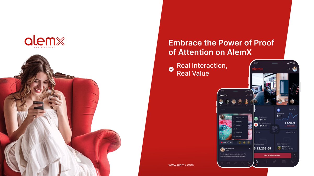 Real engagement gets real rewards at #AlemX Thanks to our Proof of Attention, every genuine interaction earns you ALMX tokens Wanna know how? Check this out alemx.com #AlemX #Innovation #Fintech #Web3Social