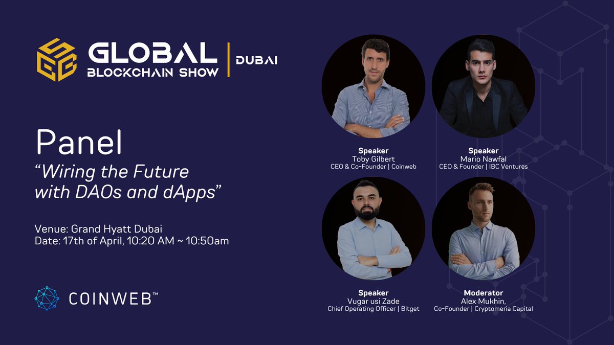 Coinweb.io (@coinwebofficial) on Twitter photo See you in Dubai 🇦🇪 at <a href="/0xGBS/">Global Blockchain Show</a> ✈️
Looking forward to seeing <a href="/TobyCoinweb/">Toby Gilbert (🪙,🕸)</a> on stage together with <a href="/MarioNawfal/">Mario Nawfal</a>, <a href="/usithetalk/">Vugar Usi Zade</a> and <a href="/alex__mcl/">Alex Mukhin</a> 🤝 See you in Dubai 🇦🇪 at <a href="/0xGBS/">Global Blockchain Show</a> ✈️
Looking forward to seeing <a href="/TobyCoinweb/">Toby Gilbert (🪙,🕸)</a> on stage together with <a href="/MarioNawfal/">Mario Nawfal</a>, <a href="/usithetalk/">Vugar Usi Zade</a> and <a href="/alex__mcl/">Alex Mukhin</a> 🤝
