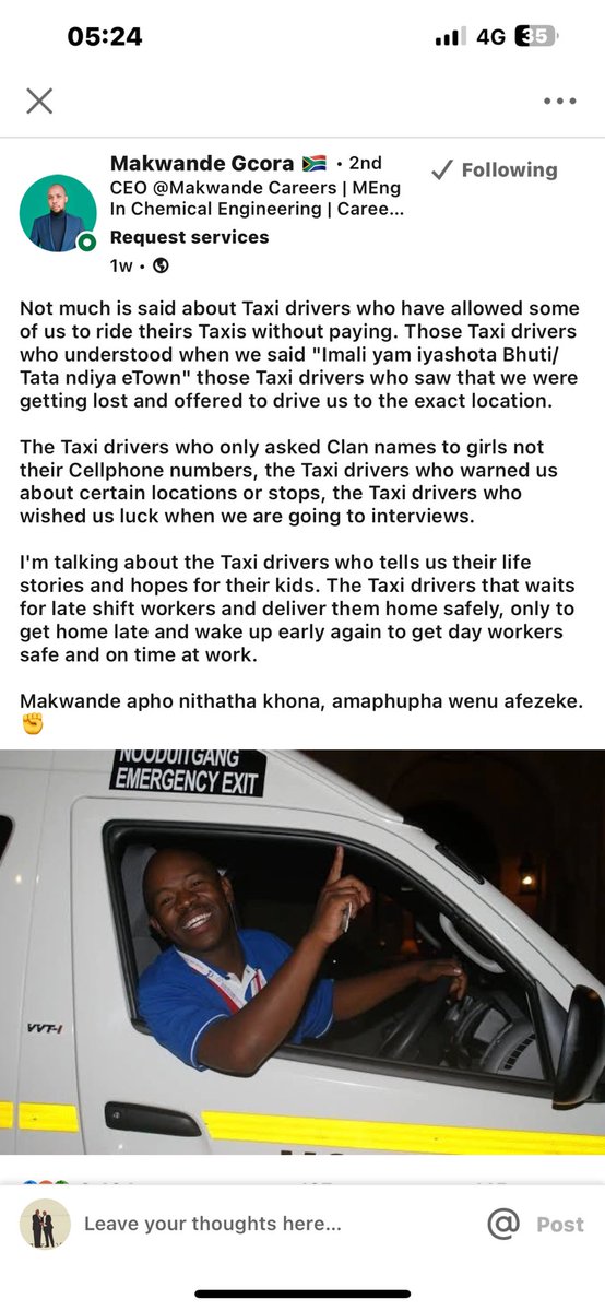 matsi_moswane's tweet image. A humble plea that you take two minutes of your precious time to read this article.🙏🏾

This should also serve as both a challenge and encouragement to the minibus taxi industry to empower and support operators and drivers to keep doing good. @Dotransport @MangcuLisa