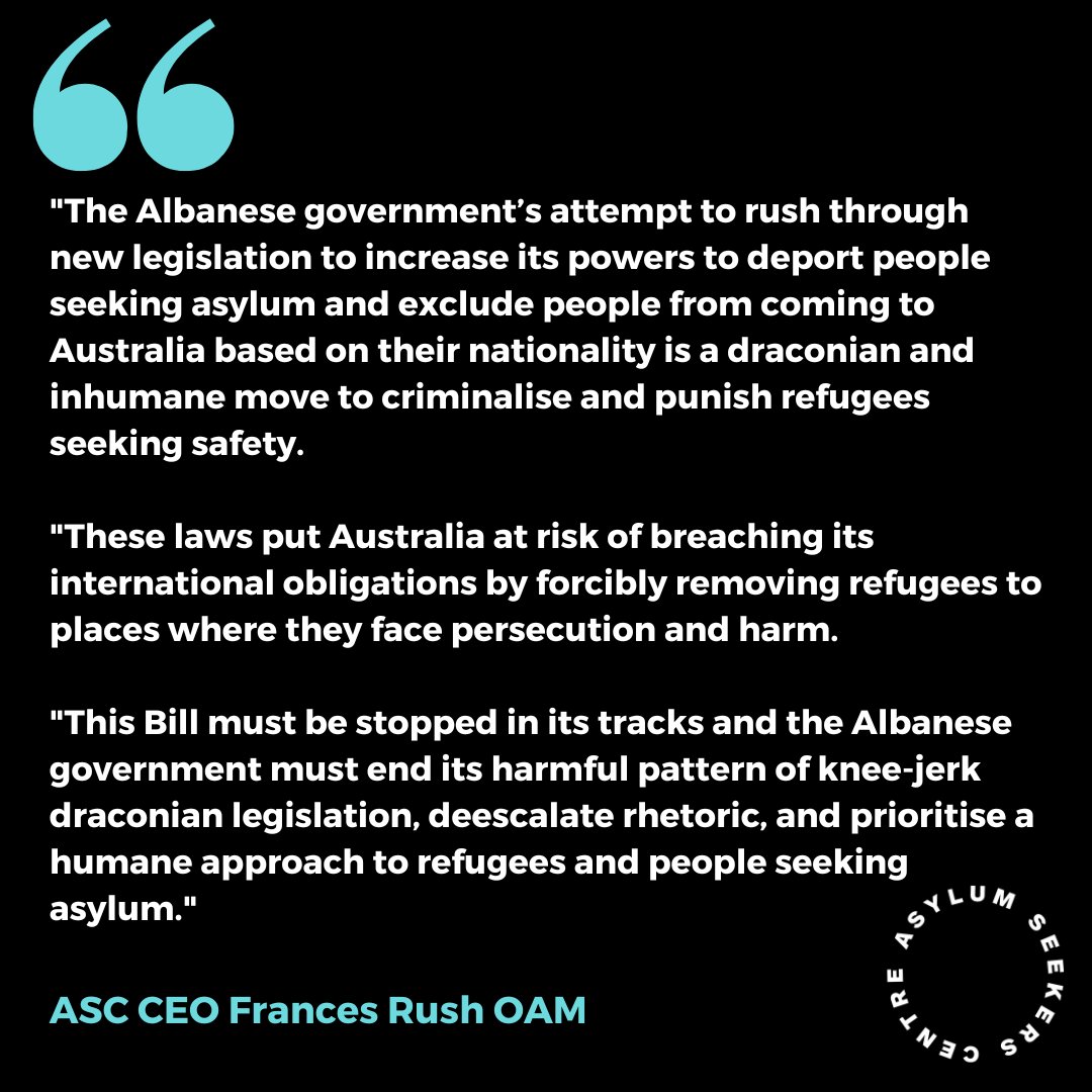 BREAKING: A horrific development as Labor attempts to rush through new legislation to increase its powers to deport refugees. This move to punish and criminalise refugees and people seeking asylum must be stopped. 🔗 Read more about the Bill here: loom.ly/jrEwRd8