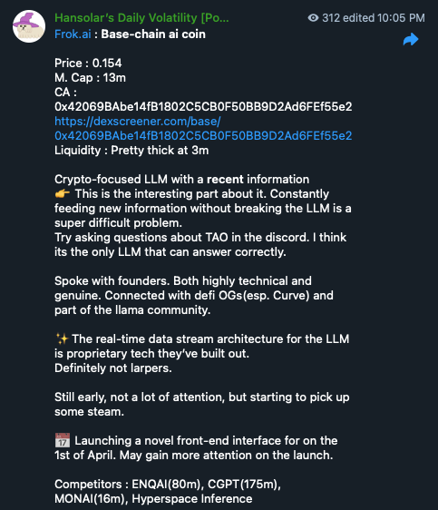 hansolar21's tweet image. shot : found a basechain AI gem
chaser : it&apos;s actually good tech