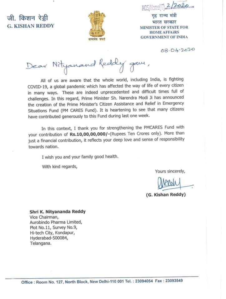 Does the liquor selling company have a direct connection with Prime Minister Modi??

Modi himself used to write letters to the director of Aurobindo Pharma, who became a government witness in the liquor scam.