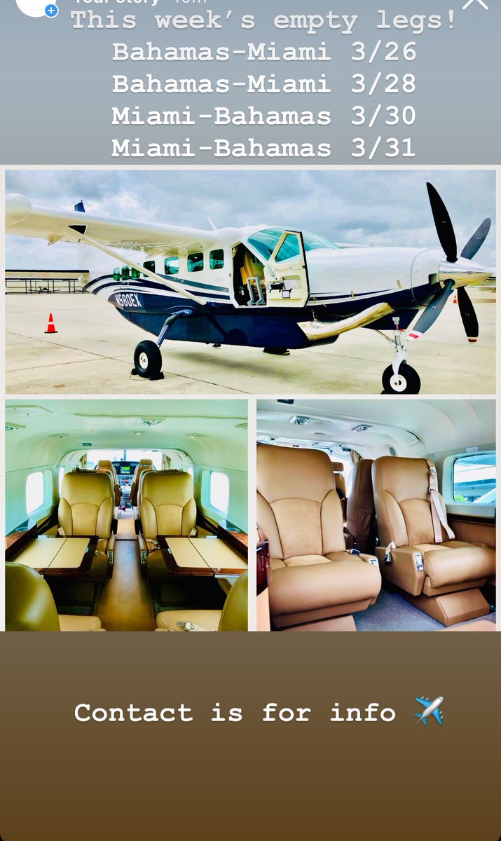 This week’s empty legs!! ✈️#flyswa #emptyleg #emptylegs #bahamas #vip #flyprivate #luxury #luxurylifestyle #plane #aviation #airplanes #cessna #cessnacaravan #charter #travel