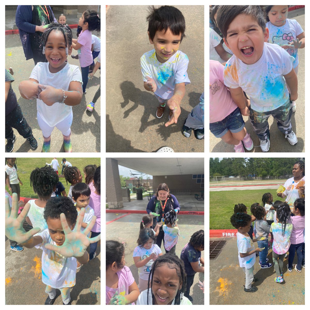 MsAndrewsPrek's tweet photo. Today in honor of Holi, we celebrate with color 🎨 #PrekPlay #LearningFun #Holi2024 safe to say the kiddos had fun 😅☺️ https://t.co/SeFlUk0fq7