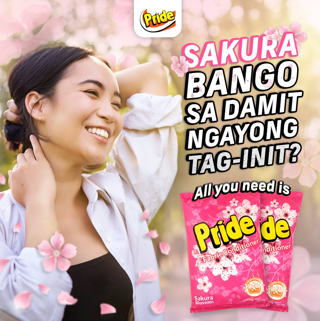 Mabilad man sa araw, no worries mag-amoy pawis, sis! With #PrideDetergent, long-lasting ang bango ng Sakura sa 'yong mga damit! ☀️ Bili na sa pinakamalapit na grocery stores at supermarkets! 🛒