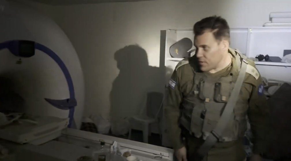 Oh my God, they are literally back at the exact same MRI machine they planted weapons at during the first siege on al-Shifa' Hospital in November. They are literally doing all of this shit over again and expecting you to buy it.