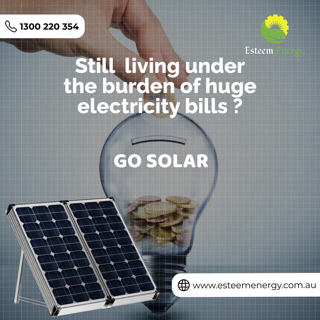 Save money on Electricity Bills. Choose Solar Now.  

esteemenergy.com.au 

#EsteemEnergy #SaveBills #SaveEnergy #Switchsolar #SolarPanel #SolarCompany #solarinstallation #solarpanelsystem #bestsolarcompany