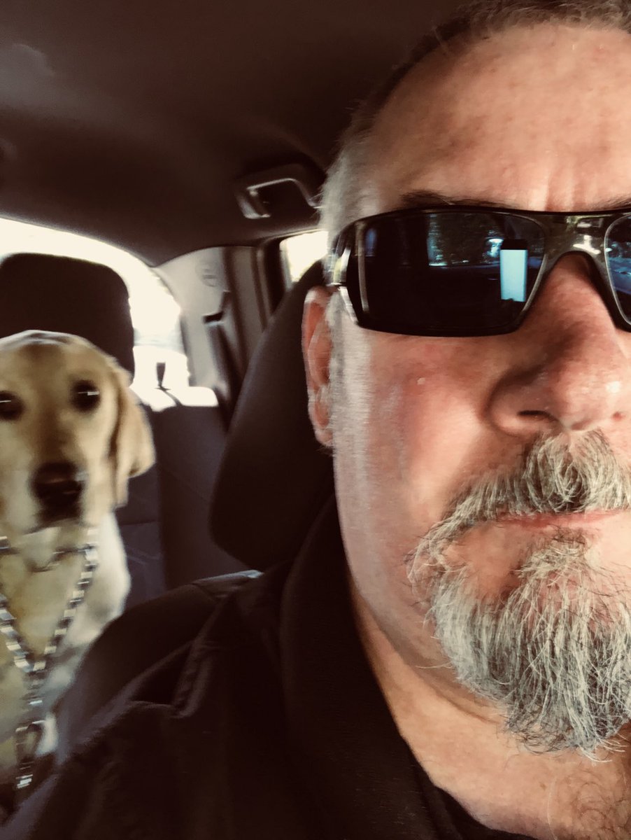 Car driving selfie with the world’s best co-pilot.