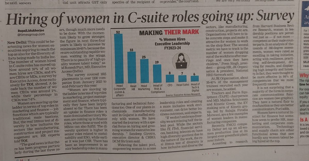 RoneshPuri1's tweet photo. Women bring a very different perspective to every issue. Adding more women to the top positions to ensure balance will yield good results more often than not.
Do give your perspective and experience with adding more women to the top positions. https://t.co/yMWJlIQptj