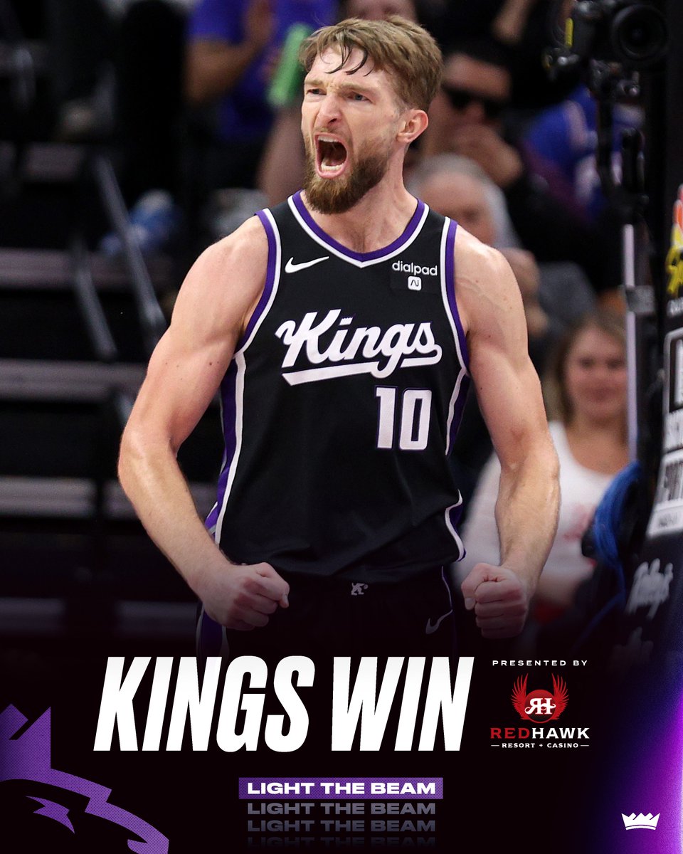 Final: Kings defeat the 76ers 108-96. 👑 De’Aaron Fox: 23 Pts, 5 AST, 8 REB 👑 Keegan Murray: 23PTS, 3 REB, 4 AST 👑 Domantas Sabonis: 11 PTS, 13 REB, 10 AST Kings Win presented by @RedHawkCasino