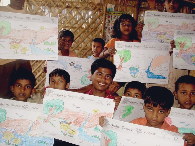 SharadSagar's tweet photo. I was 14 when I started building small projects for kids in local slums. Twitter was yet to reach India and the tiny tots were painting birds blue (and rivers purple). Two years later, Dexterity was founded - to offer every child a platform to colour their own dreams. Happy Holi! https://t.co/bed2xbSGgo
