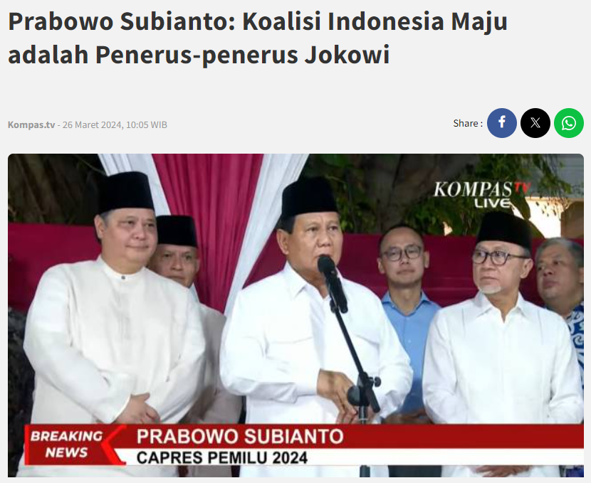 Prabowo Subianto: Koalisi Indonesia Maju adalah Penerus-penerus Jokowi kompas.tv/nasional/49572… #PrabowoSubianto #JokoWidodo Yes96JUTA SuaraPEMILIH