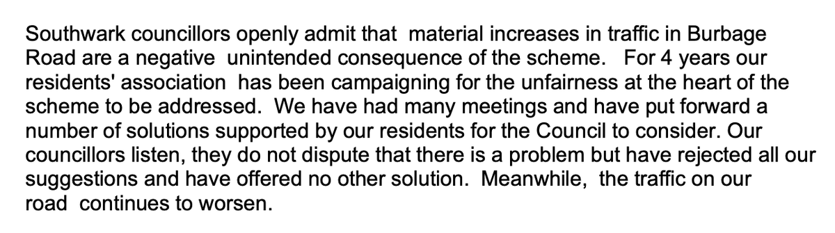 We've been sent this letter to the mayor from the Burbage Rd RA. Interesting that cllrs 'do not dispute' that the LTN has increased traffic on Burbage (after 'many meetings'), but won't do anything to stop it. Cllrs continue to ignore residents on Croxted and deny the LTN link.