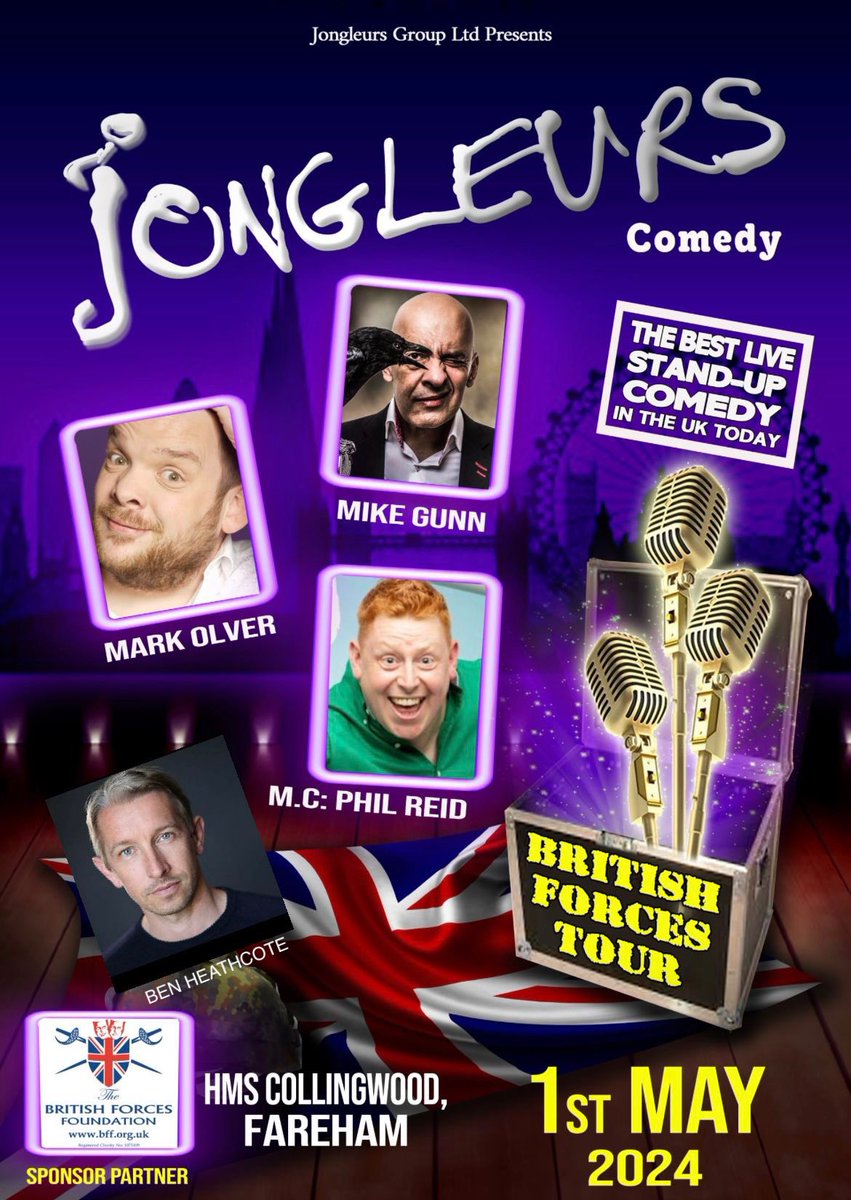 Here we go again. @BFFtweets and @jongleurs partnering up for more entertainment and laughter for the British Forces. #Jongleurs #jongleurstv #jongleurscomedy #jongleurscomedyclub #standup #standupcomedy #livecomedy #livestandup #forcesgigs #BritishForcesFoundation