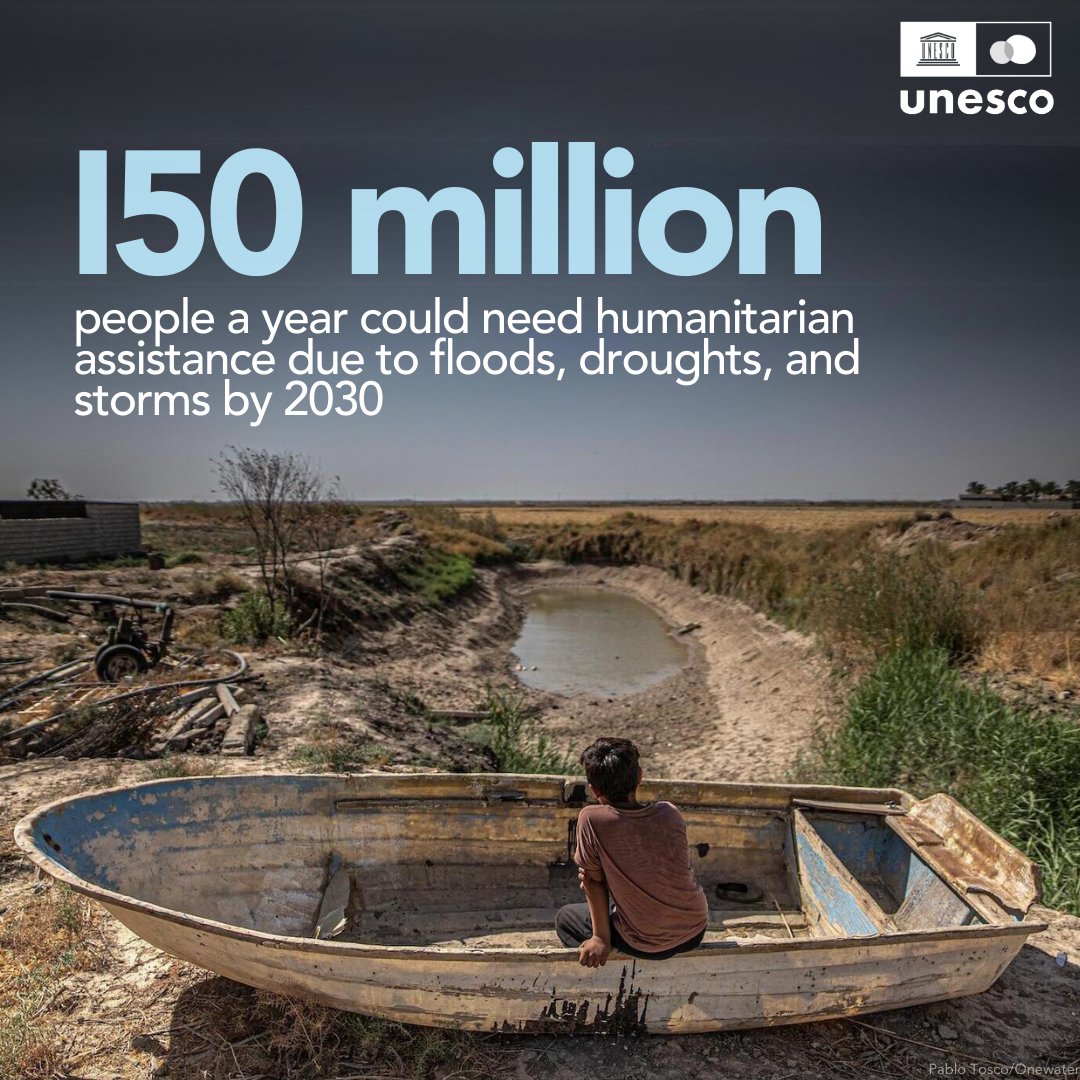 Droughts
Floods
Landslides
Tsunamis

Water-related disasters account for 70% of all deaths related to natural disasters. Through better water management, we can reduce the impact and save lives.

The #WorldWaterReport explains how: unesco.org/reports/wwdr/e…