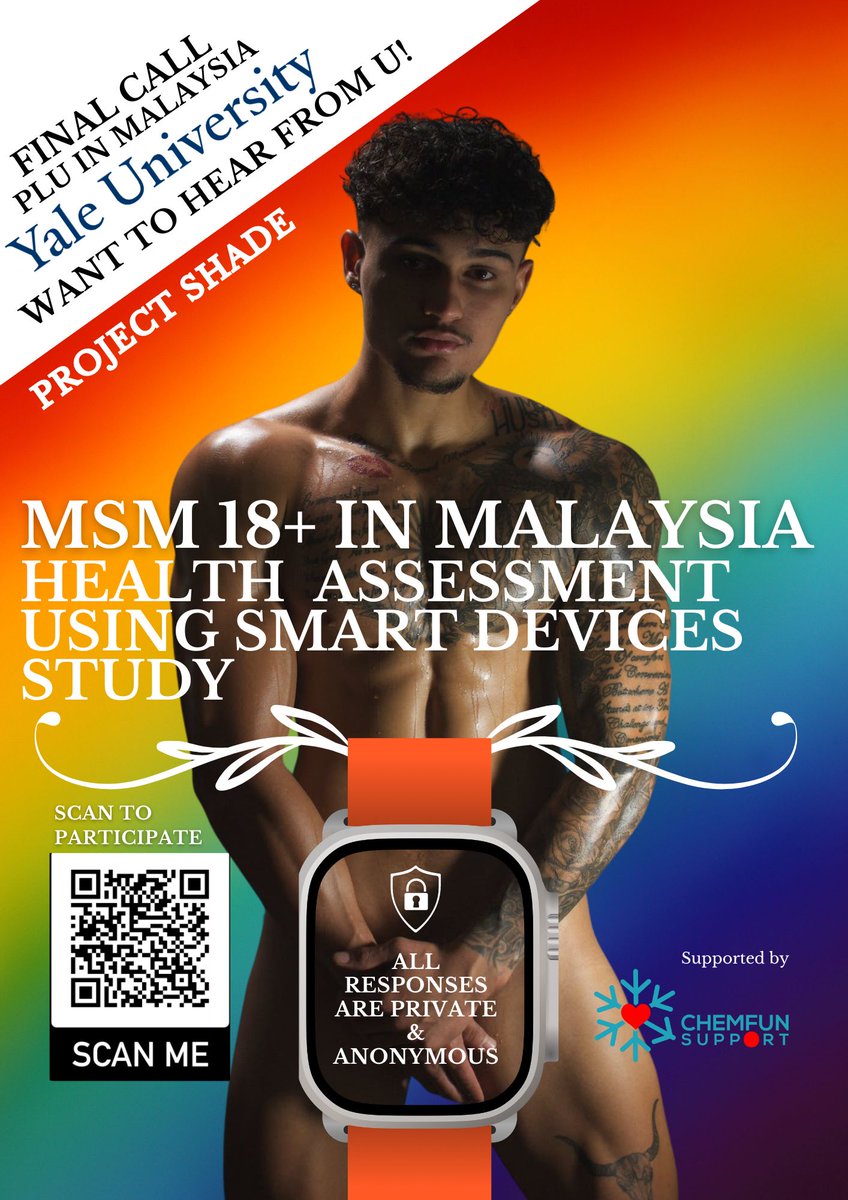 Calling 4 all PLU18+ in Malaysia!Kami perlu lagi 300 peserta dalam kajian dari Yale University yg akan memanfaatkan komuniti kita ini. Masa semakin suntuk, kami menyeru semua individu MSM di Malaysia untuk membantu menjayakan kajian ini. Klik sini:yalesurvey.ca1.qualtrics.com/jfe/form/SV_eF… 😘🙏🌈