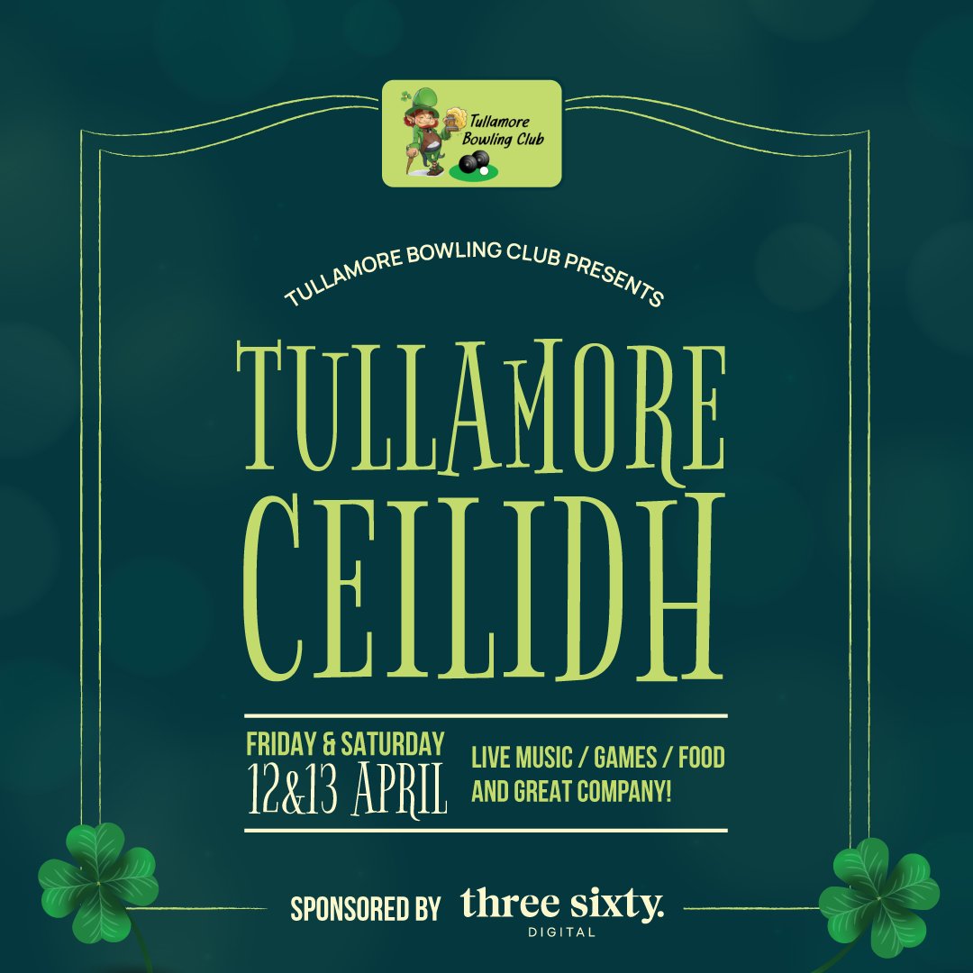 A little bit of Irish charm is coming to Tullamore! 🍀Gather your friends and family for a weekend filled with Irish entertainment! Join us on the 12 & 13 of April, 2024 for a weekend of music, games, good food and great company! Entry is free, RSVP here: bit.ly/TullamoreCeili…