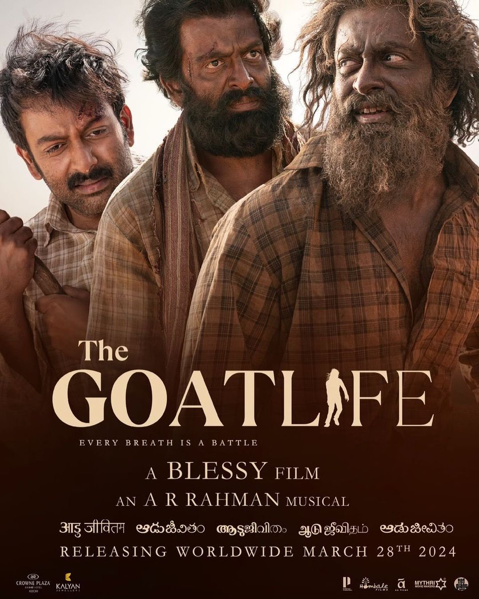 Coming Thursday's to Sunday #TheGoatLife (tamil) 4 shows screen1 (Ganga)👍🏼 Bookings open now ✨