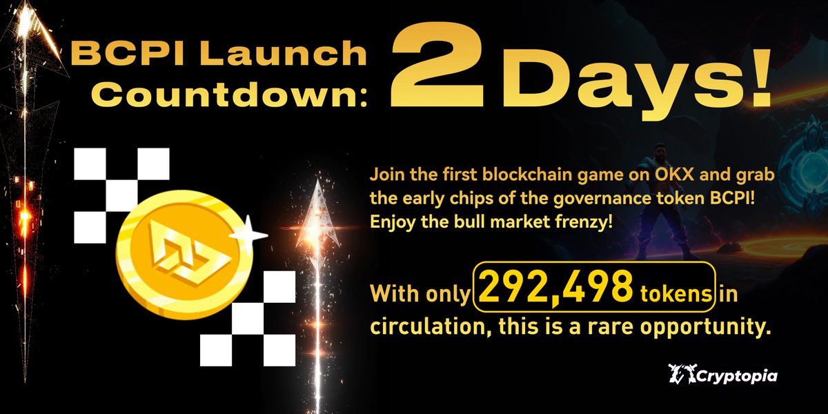 Cryptopia_world's tweet photo. 😎🕓Let's count down together to welcome the launch of #bcpi! 2⃣days left!