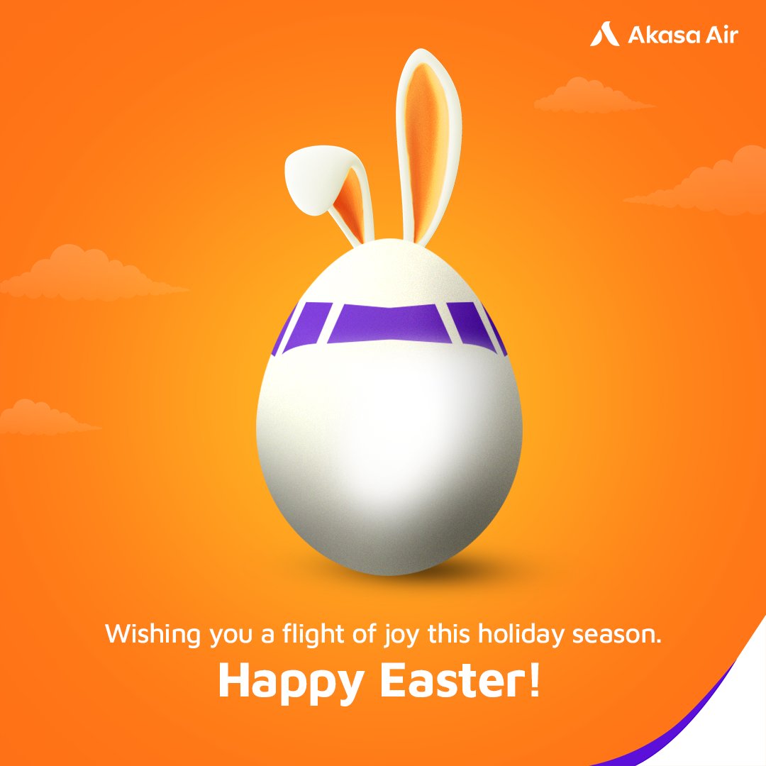 Here’s wishing this Easter brings you a skyful of warmth, joy and smiles. #AkasaAir #ItsYourSky #HappyEaster #Easter