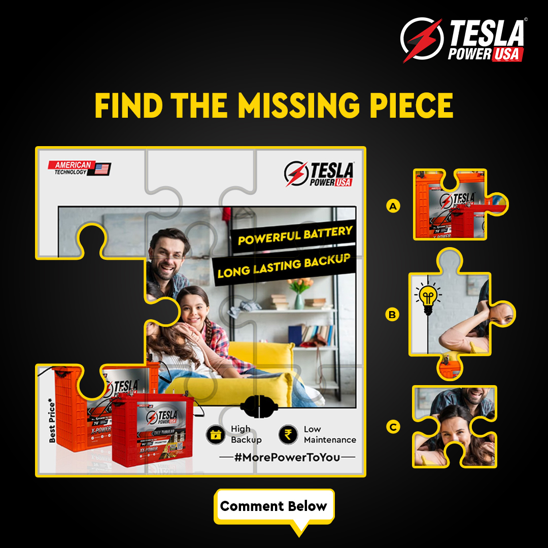 Can you spot the missing piece? Share your answer in the comments below and let's crack this puzzle wide open! 🕵️‍♂️🔍

Visit: bit.ly/42YIuB2
Call: 9706076076

#TeslaPowerUSA #MorePowerUSA #GameHour 
#FunTimes #TimeForFun #PowerToWin 
#Yellow #WordMaster #InverterBattery