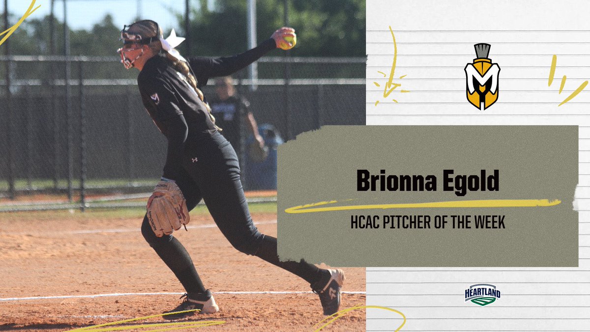 SOFT: Congratulations to Brionna Egold for being named <a href="/HCACDIII/">Heartland Collegiate Athletic Conference</a> Pitcher of the Week! 

Read: bit.ly/3ISVtLH

#MUSpartans | #SpartanPride