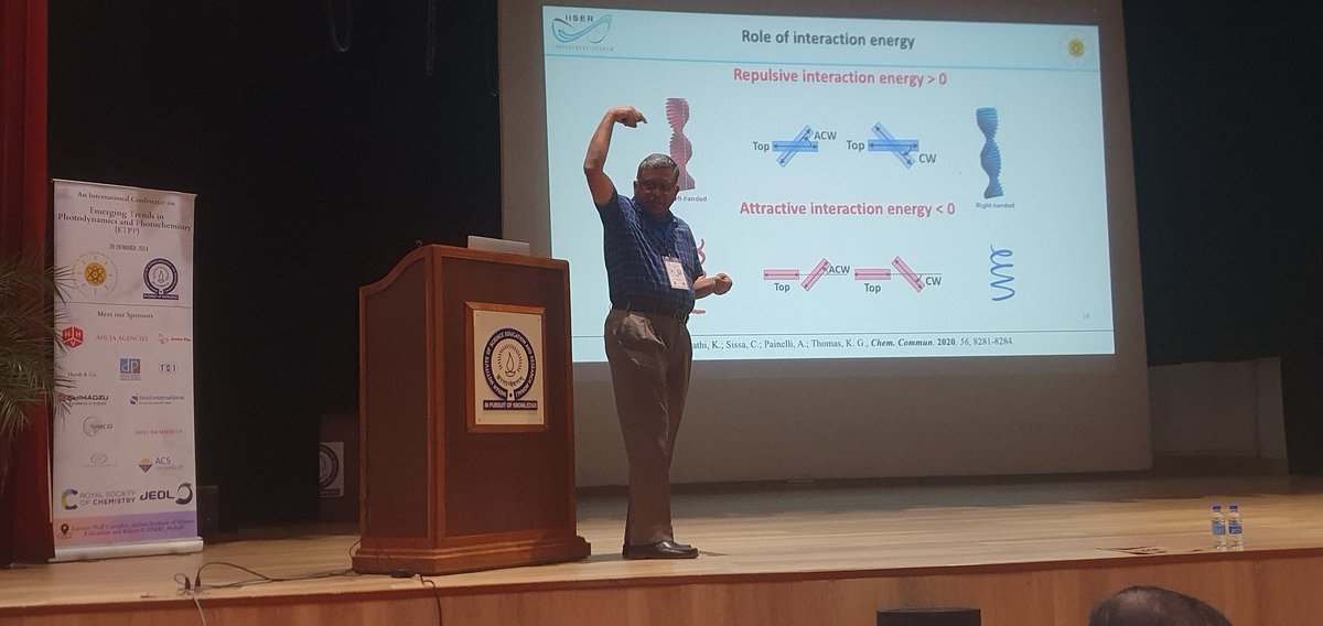 Prof. K. George Thomas (IISER TVM) is unraveling the story of chirality and chirality transfer in molecular systems @ ETPP 2014 @DCS_IISERMOHALI @IiserMohali