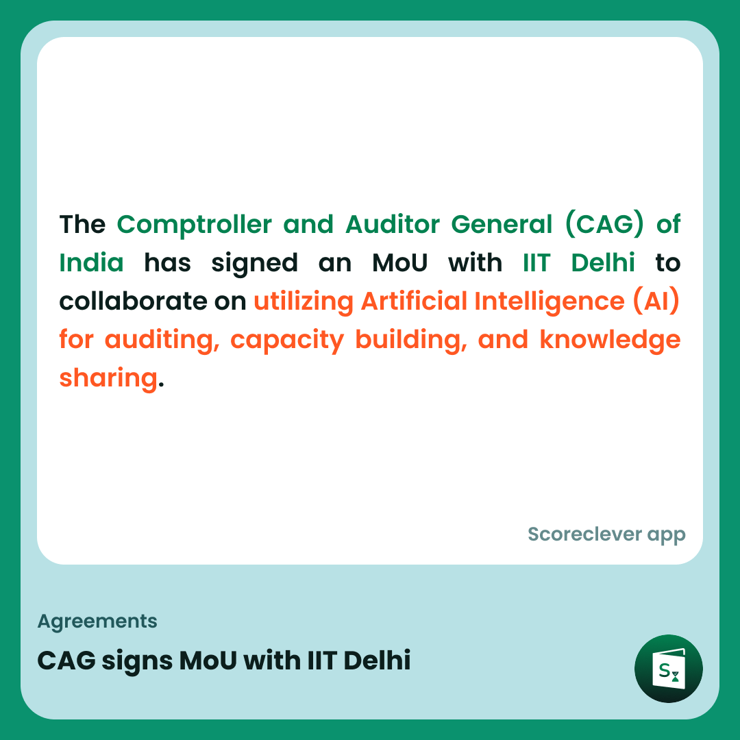 🟢🟠 𝐈𝐦𝐩𝐨𝐫𝐭𝐚𝐧𝐭 𝐍𝐞𝐰𝐬: How will AI transform the future of auditing? The CAG of India and IIT Delhi are on it, what's your take?

Follow Scoreclever News for more

#CAGIndia #IITDelhiCollab #AIAuditingRevolution #TechInGovernance #FutureOfAuditing #News #UPSC #SSC