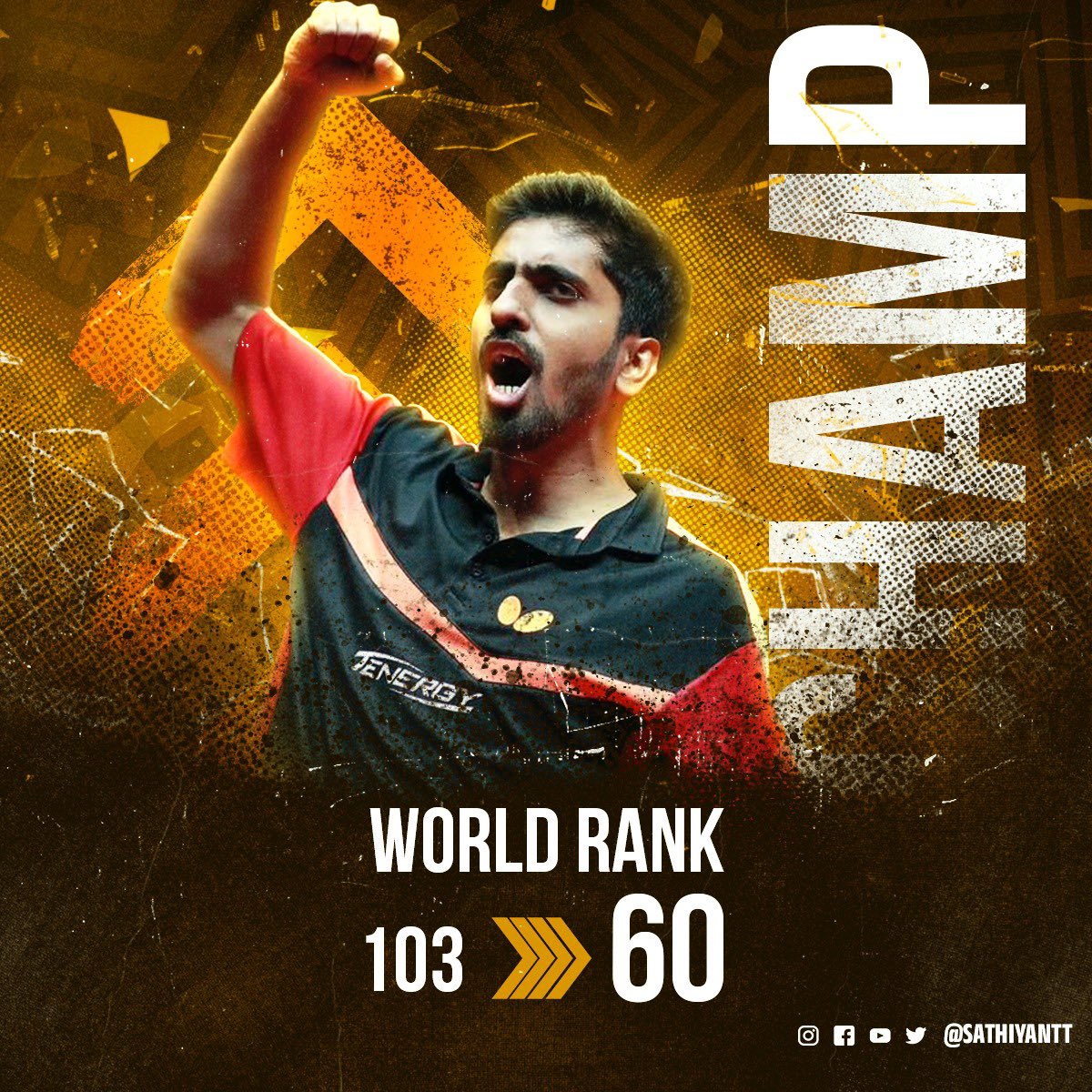 BaCK WITH A BANG 🔥 New WORLD RANK #60 😎 Massive Jump by a whopping 43 places after a great stint in Lebanon 💪 Time to keep up the momentum and improve further ✌️ PC : @bigBdesign #sathiyantt #tabletennis #sports #wtt #newWR #butterflyproplayer #TeamIndia