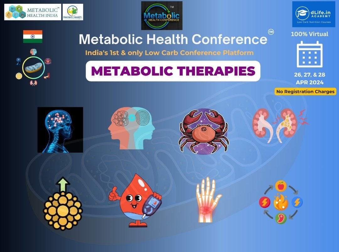 The objective of doing Metabolic Health Conference @MetabolicHConf is to get the best of Therapeutic Carbohydrate Restriction knowledge to India This is to bring the science based knowledge of low carb to India. In the 1st event, we had global & India low carb supporters.…