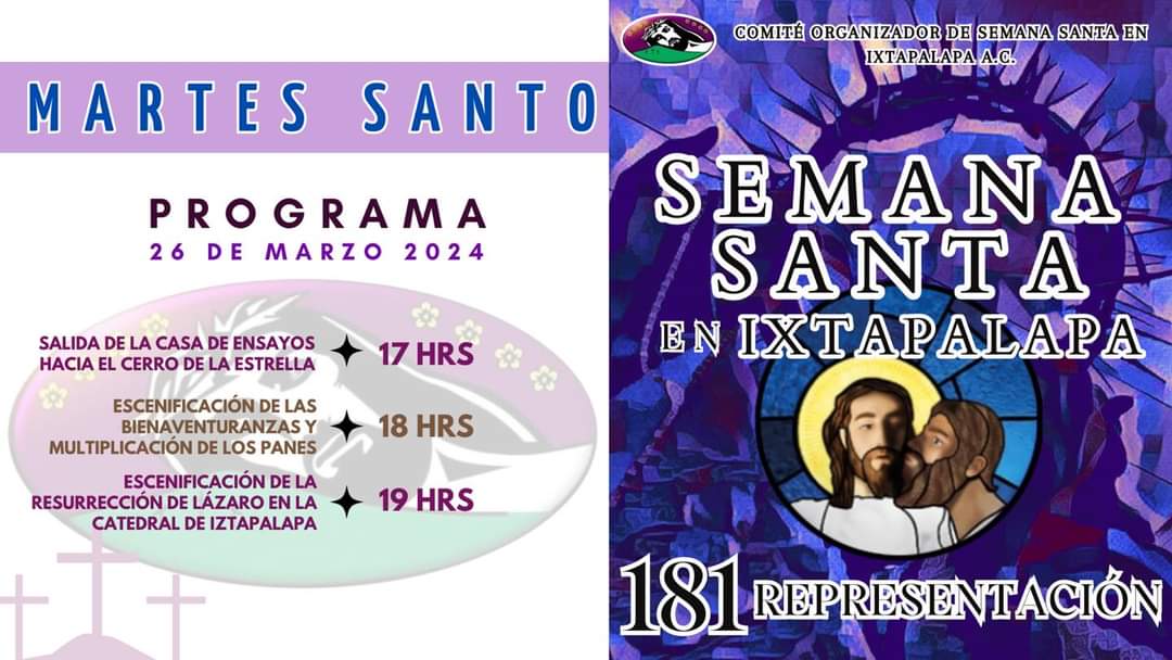 ✝️Programa Martes Santo ✝️

Conoce el programa de actividades del #MartesSanto para la #181Representación, recuerda que puedes seguir la transmisión en vivo desde nuestras diferentes redes sociales: 

●Facebook: facebook.com/COSSIAC
●Instagram: instagram.com/cossiac