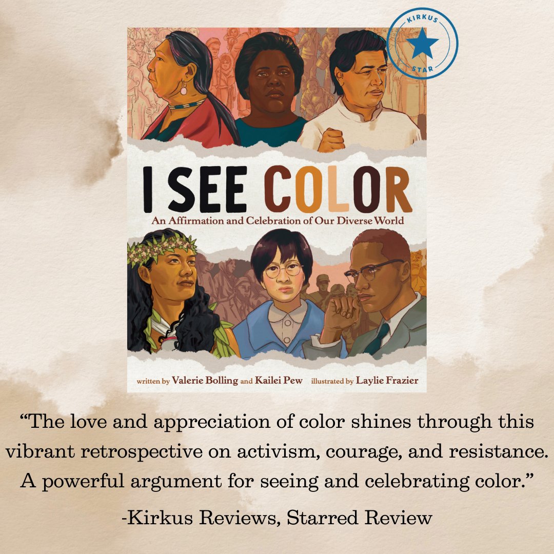 Thank you to @KirkusReviews for the starred review of I SEE COLOR, written by me and @valerie_bolling, illustrated by @ukelaylie and out from @HarperChildrens June 4th. Incredibly grateful for this book and everything it means to me. Cannot wait to get it out into the world!