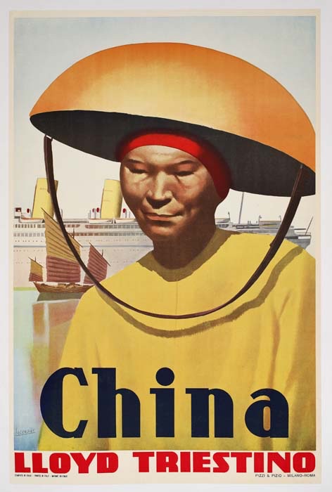 1937 Italian travel poster advertisement for China.