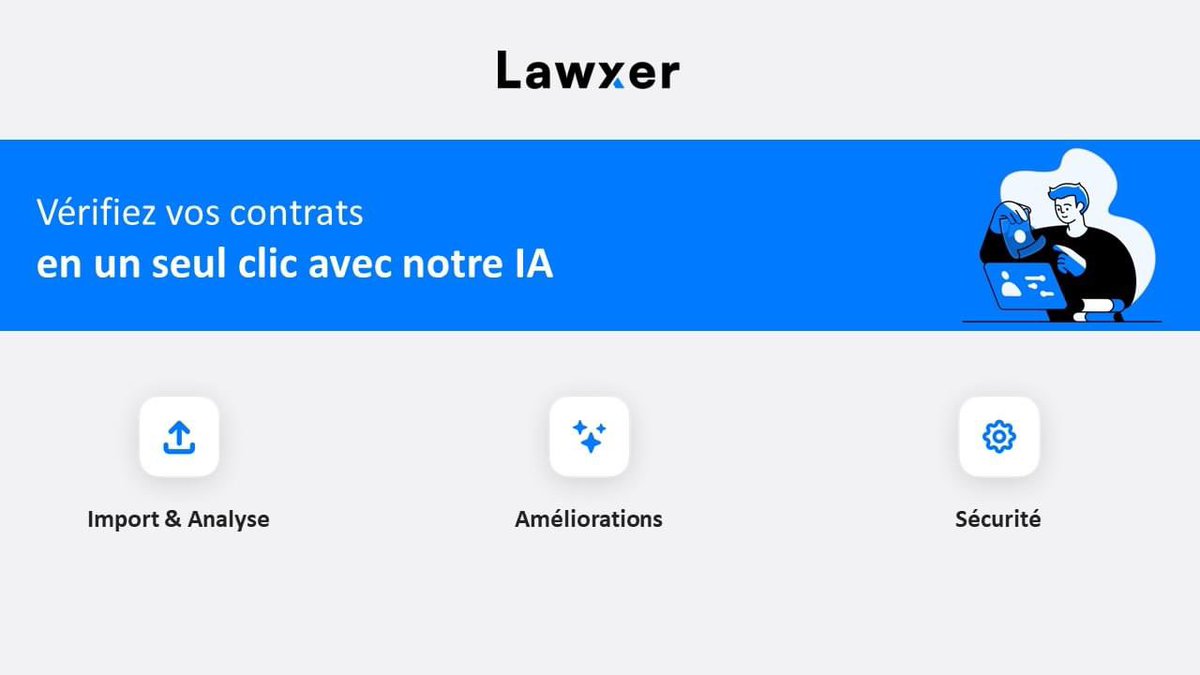 Découvrez LAWXER, une IA conçue par et pour les avocats qui fournit en un clic une analyse fiable et immédiate des contrats 💻

Soyez dans les starting-blocks pour le lancement officiel de sa solution en répondant à son questionnaire d'étude de marché : docs.google.com/forms/d/11Js7s…