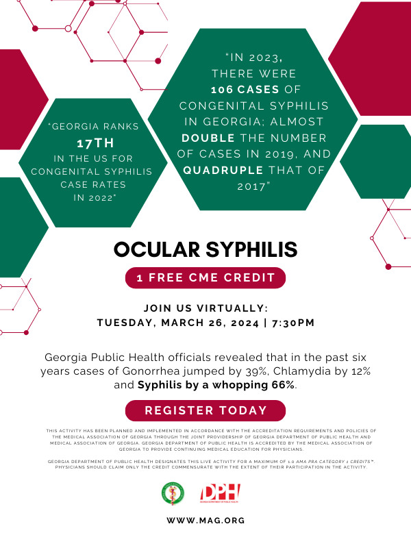 Gear up for an insightful evening with our webinar with @gadph: 'Ocular Syphilis.' Mark your calendars for tonight at 7:30 PM via Zoom! MAG Members receive 1 CME Credit. A Zoom link will be sent with your registration confirmation. Register now: members.mag.org/events/-Ocular…