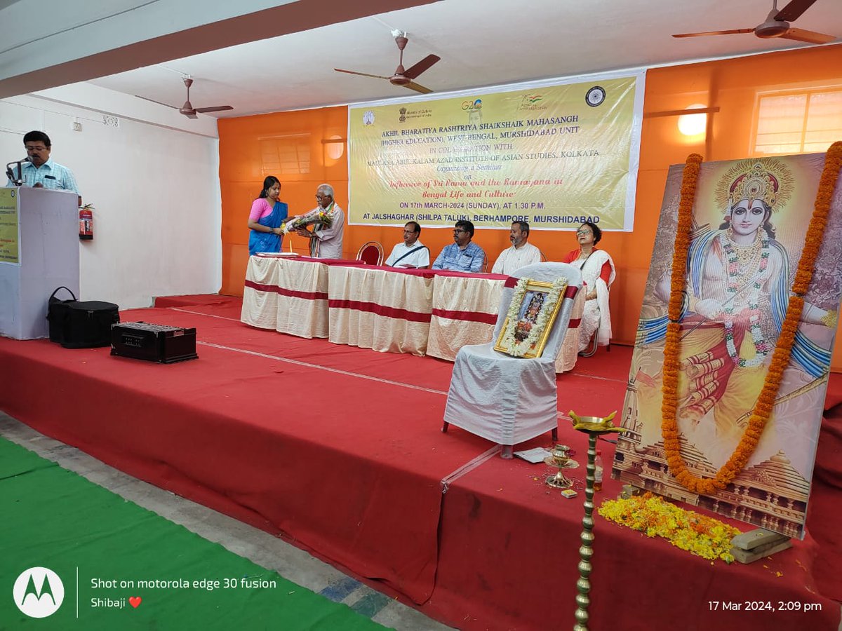 MAKAIASKol's tweet photo. Few glimpses of a Seminar on “Influence of Sri Rama and thr Ramayana in Bengal Life and Culture” was organized by MAKAIAS, Kolkata in collaboration with A.B.R.S.M Higher Education Murshidabad, West Bengal.

On 17th March, 2024, at Jalshaghar, Murshidabad, West Bengal. https://t.co/Z8moFQ3fZV