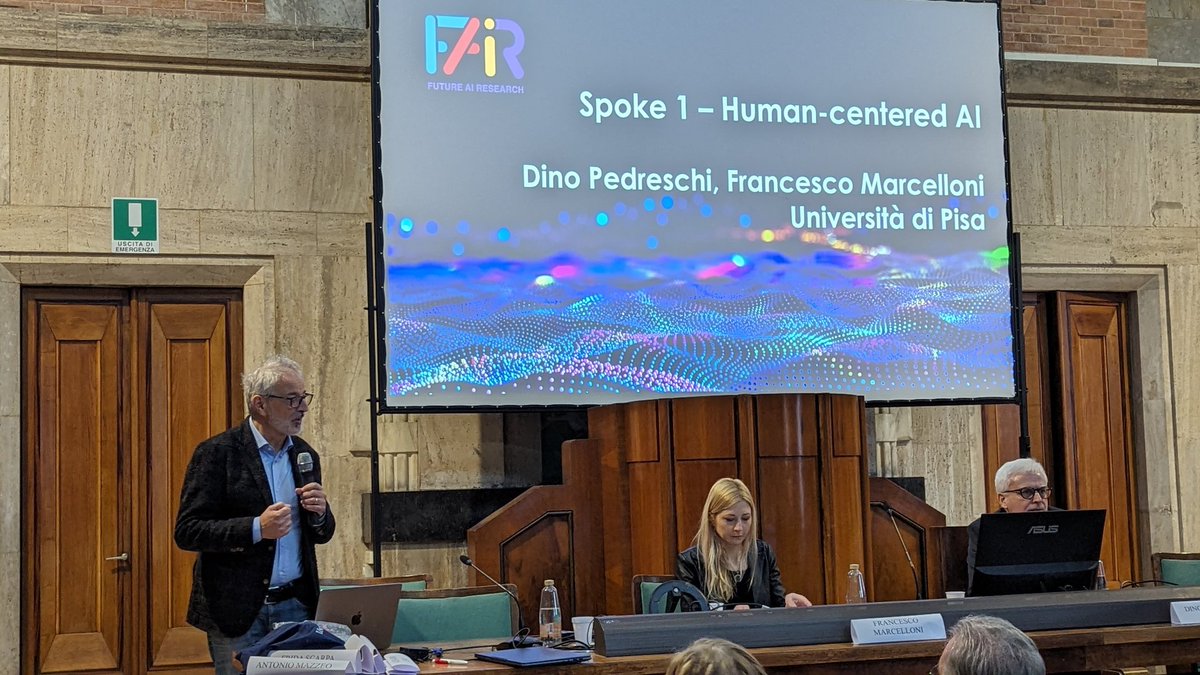 Dino Pedreschi is introducing the Spoke 1 on Human-centered #AI of the Fair Foundation at the #GoodAI event at University of #Pisa
