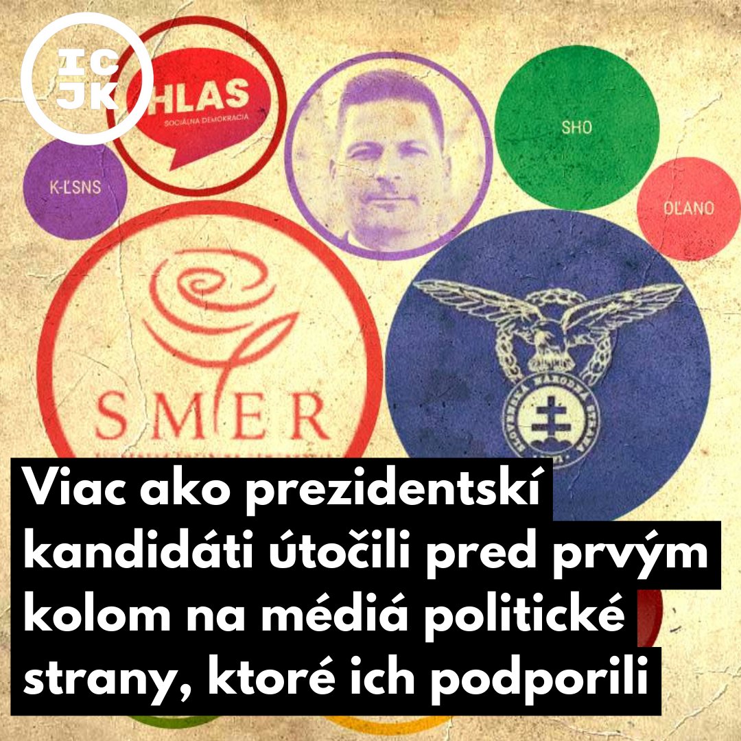 ⭕️ Analýza ICJK naznačuje, že na média v predvolebnej kampani pred prvým kolom prezidentských volieb neútočili len kandidáti, ale aj politické strany, ktoré ich podporovali, najmä Smer a SNS. ⬇️ icjk.sk/316/Viac-ako-p…