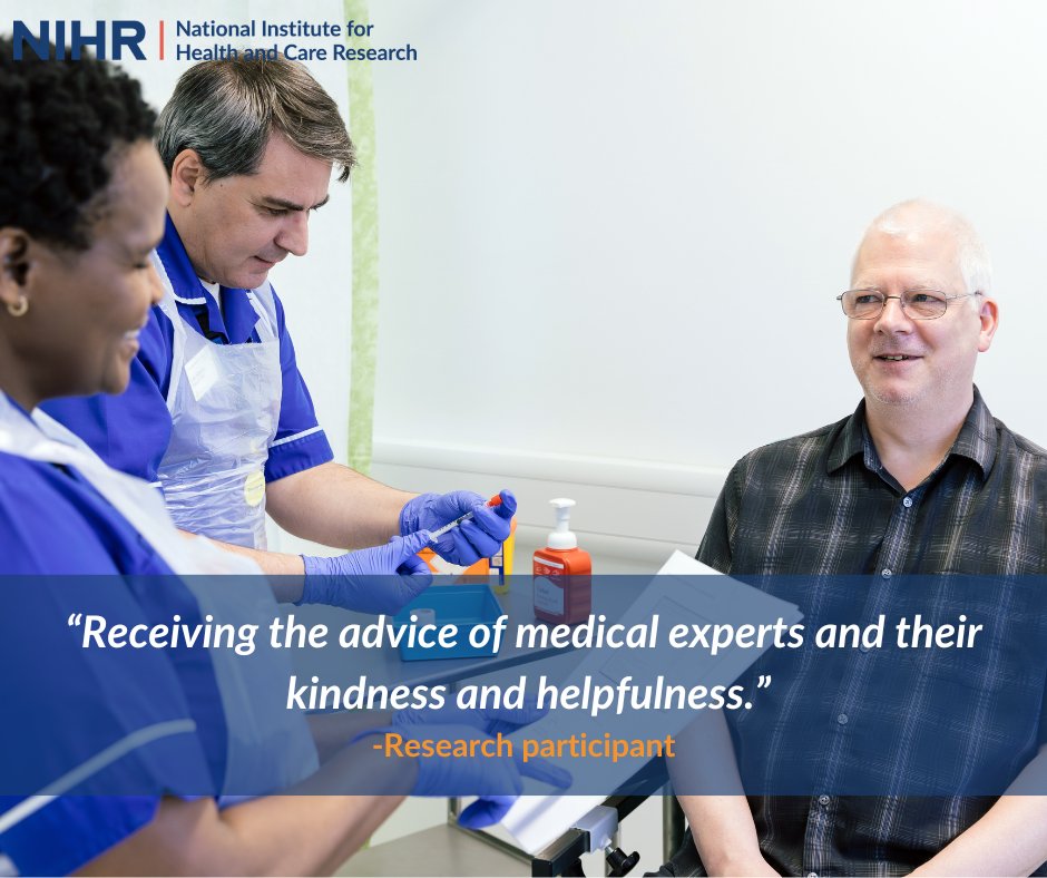 Regular visits with healthcare providers are something participants often mention as a positive part of their #research experience. A recent participant said: “Receiving the advice of medical experts and their kindness and helpfulness.” For more info: local.nihr.ac.uk/prc/leicester/…