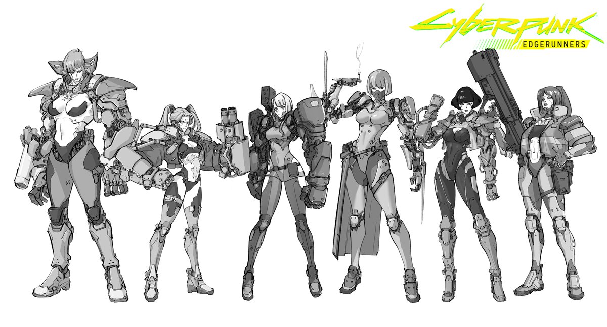 Group shot of all the ladies from the Cyberpunk: Edgerunners commission by @/PrussiAntique I had a lot of fun doing this series! Go watch the anime if you haven't yet! (and the music video where Sasha appears!)