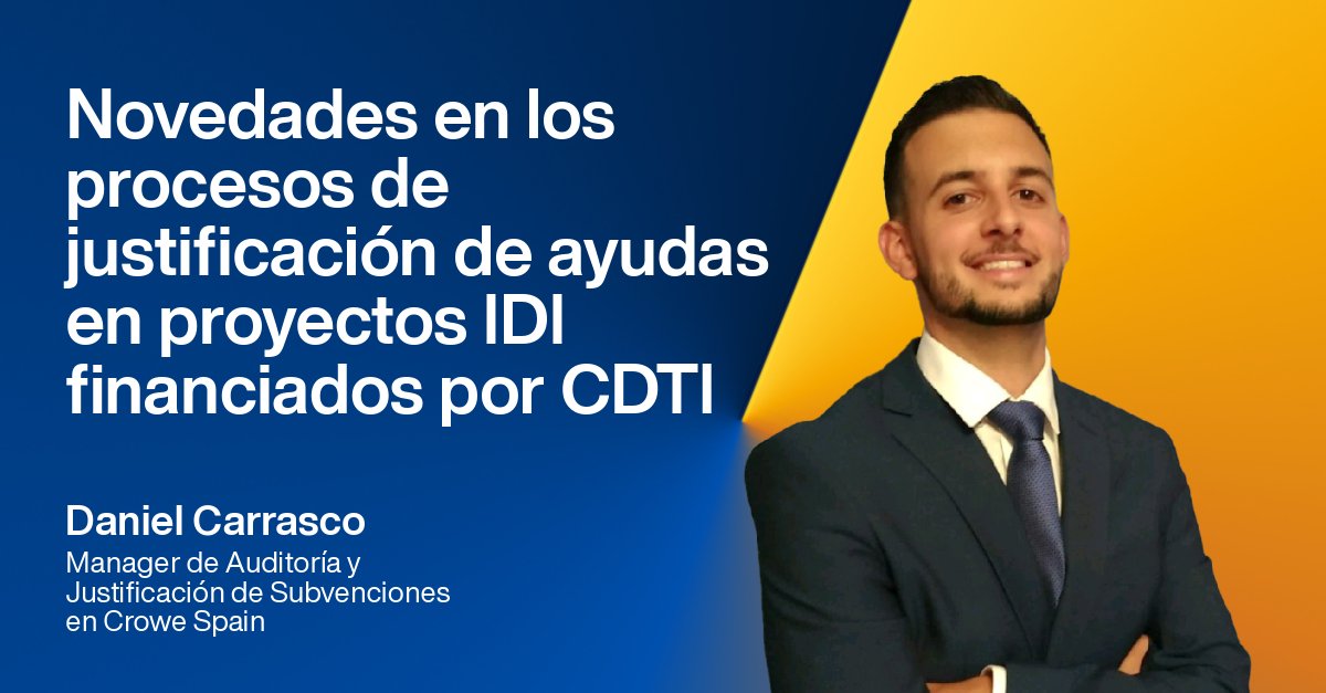 #Artículo 🗞 | Nuestro Manager de Auditoría y Justificación de Subvenciones, Daniel Carrasco, explora las novedades en los procedimientos de justificación de ayudas en proyectos I+D+i financiados por CDTI.💡
 
👉 lnkd.in/dG-FpXQ3