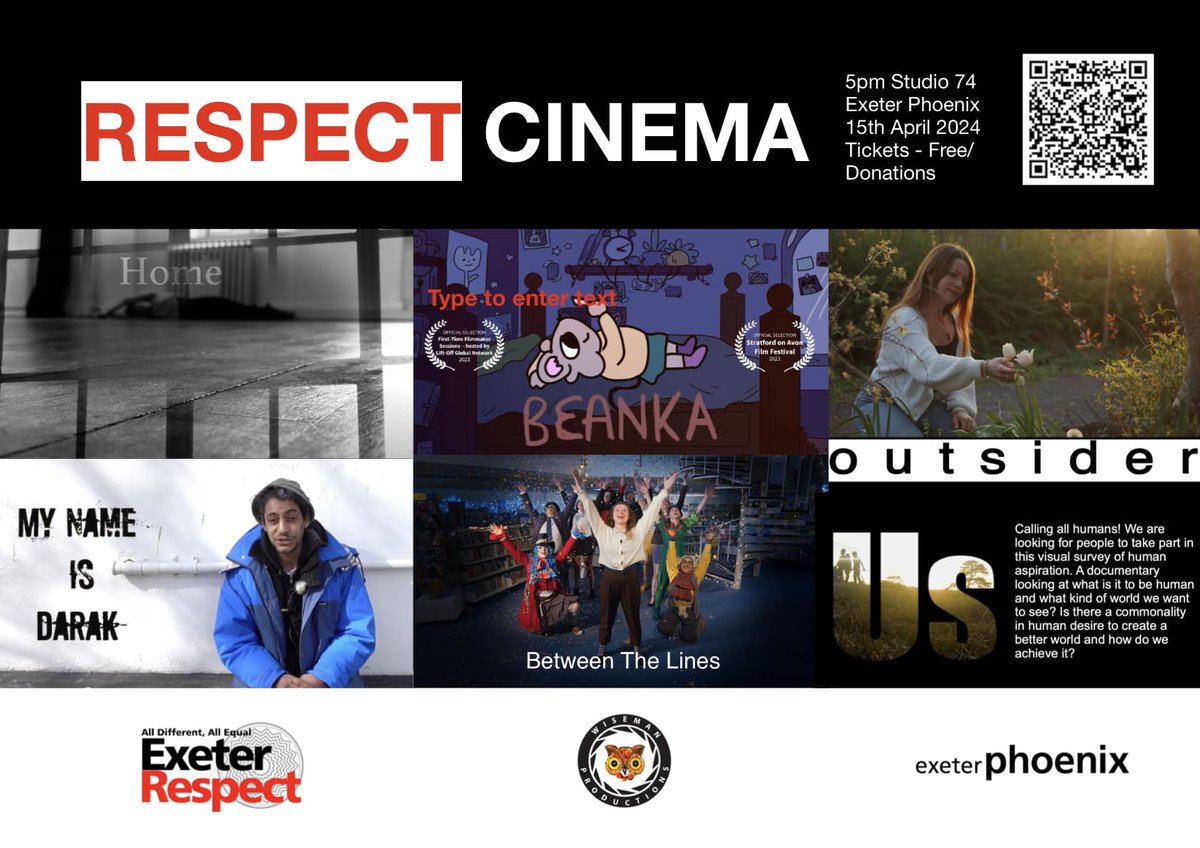 Exeter folk! Catch our musical film 'Between the Lines' on the big screen - it's showing as part of the 'Respect Cinema' event at @exeter_phoenix on 15th April. Hope to see you there! 🎞️📽️ Tickets are FREE but donations welcome! eventbrite.com/e/respect-cine…
