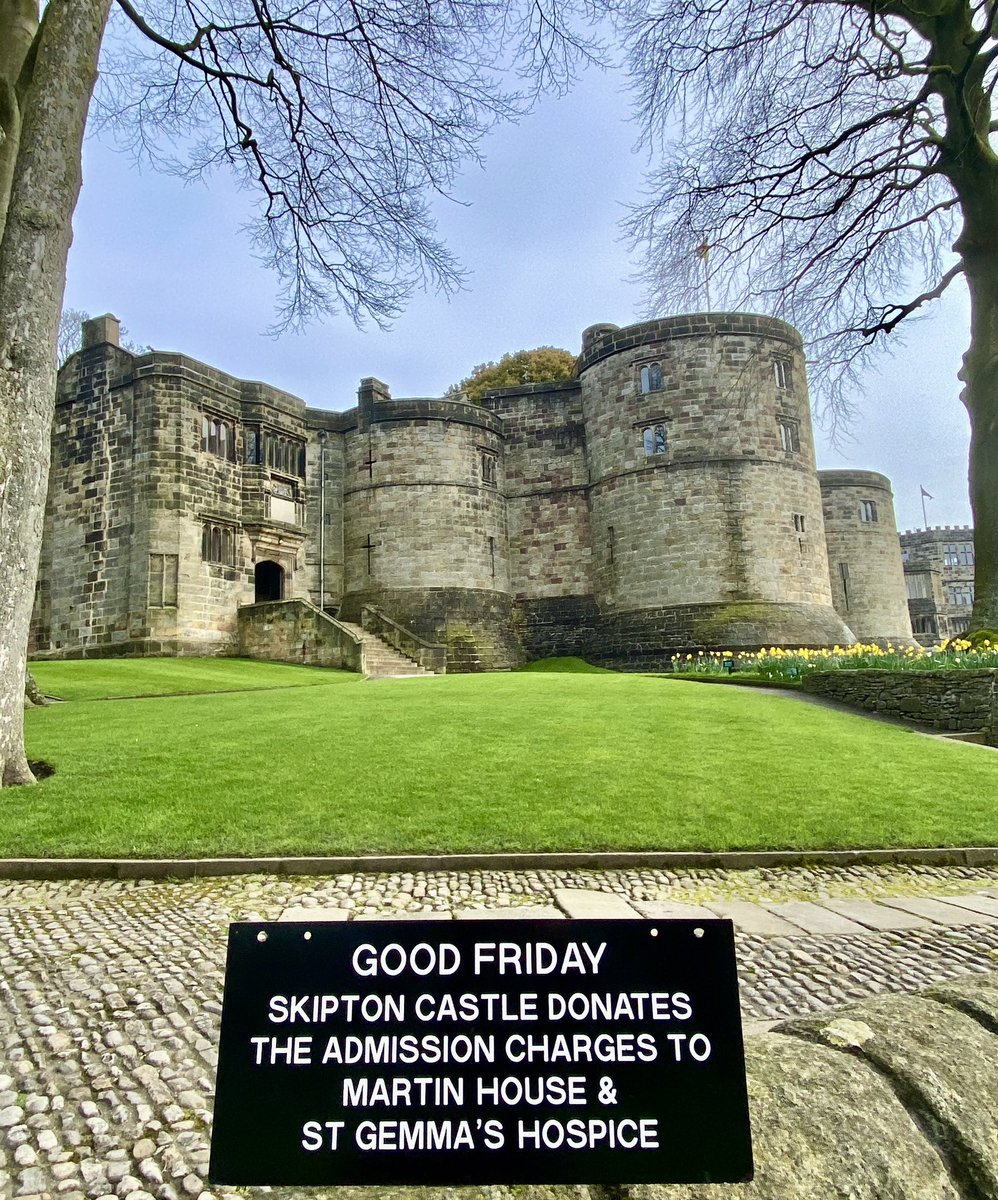 Come & Explore this fully roofed 900 year old castle. Open every day from 10am. On Good Friday, for the 36th year. Skipton Castle is donating all the admission charges to @MartinHouseCH and @stgemmashospice