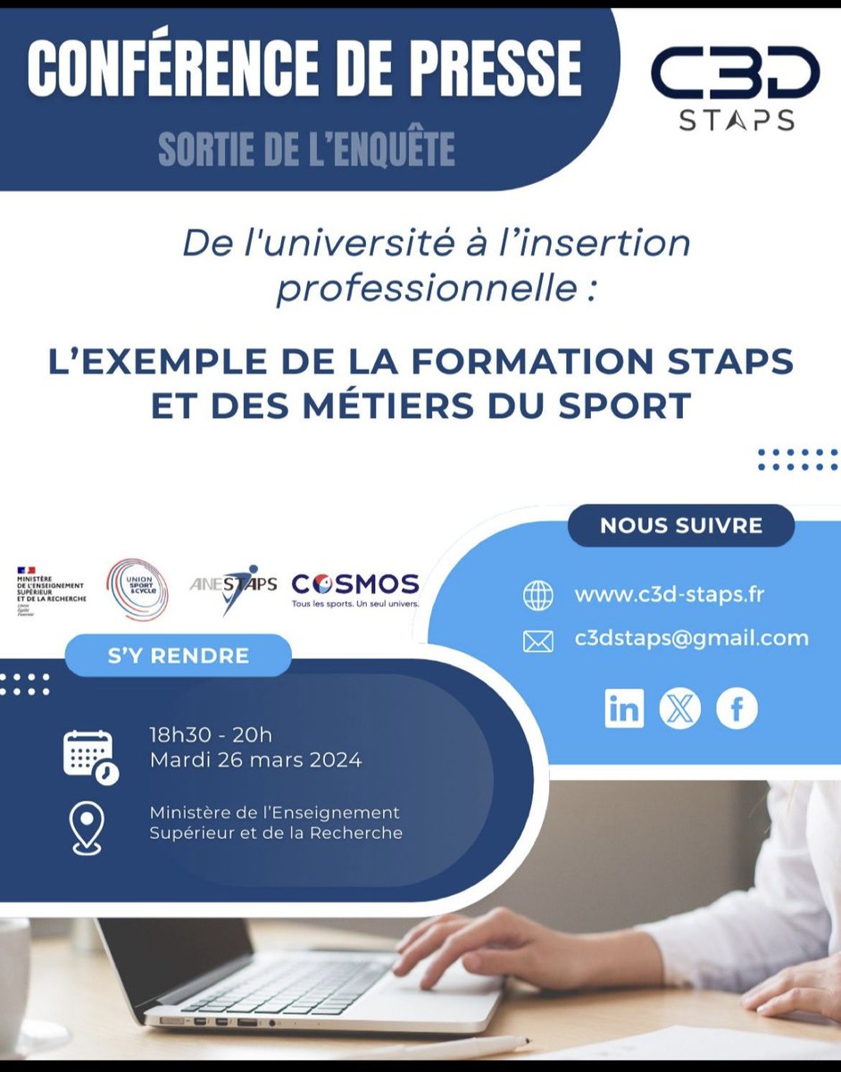 A 18H30, <a href="/Jeremypierre0/">Jérémy Pierre</a> restituera le fruit d'un travail collectif de grande ampleur: les résultats de la nouvelle enquête nationale d'insertion professionnelle des diplômé•es en STAPS. 

<a href="/C3dStaps/">C3D STAPS</a> <a href="/C3D_STAPS/">C3D STAPS</a>