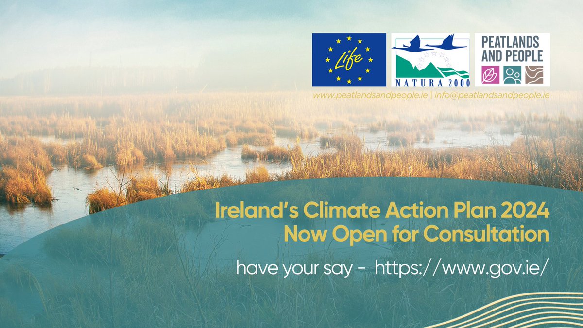 Ireland's Climate Action Plan 2024 is now open for public consultation! The draft Plan sets out key actions and measures to support the delivery of Ireland’s emissions reduction targets and overall #climate objectives. Have your say: peatlandsandpeople.ie/get-involved/p…