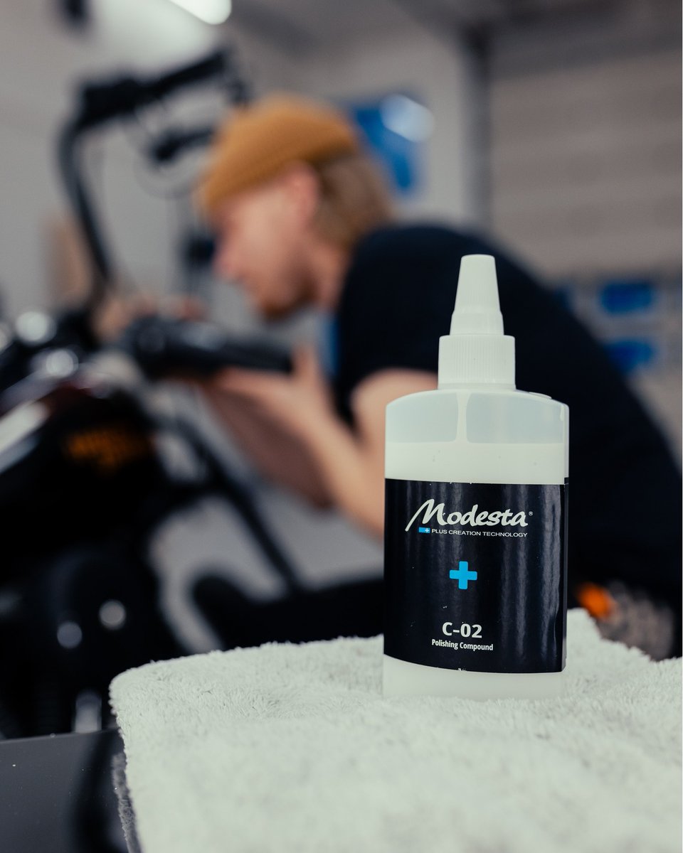 C-02 is specially designed for the needs of sensitive paints. This multi-purpose compound makes your work effortless and offers top-class results on all types of paint surfaces. #modesta #carcare #detailing #coating